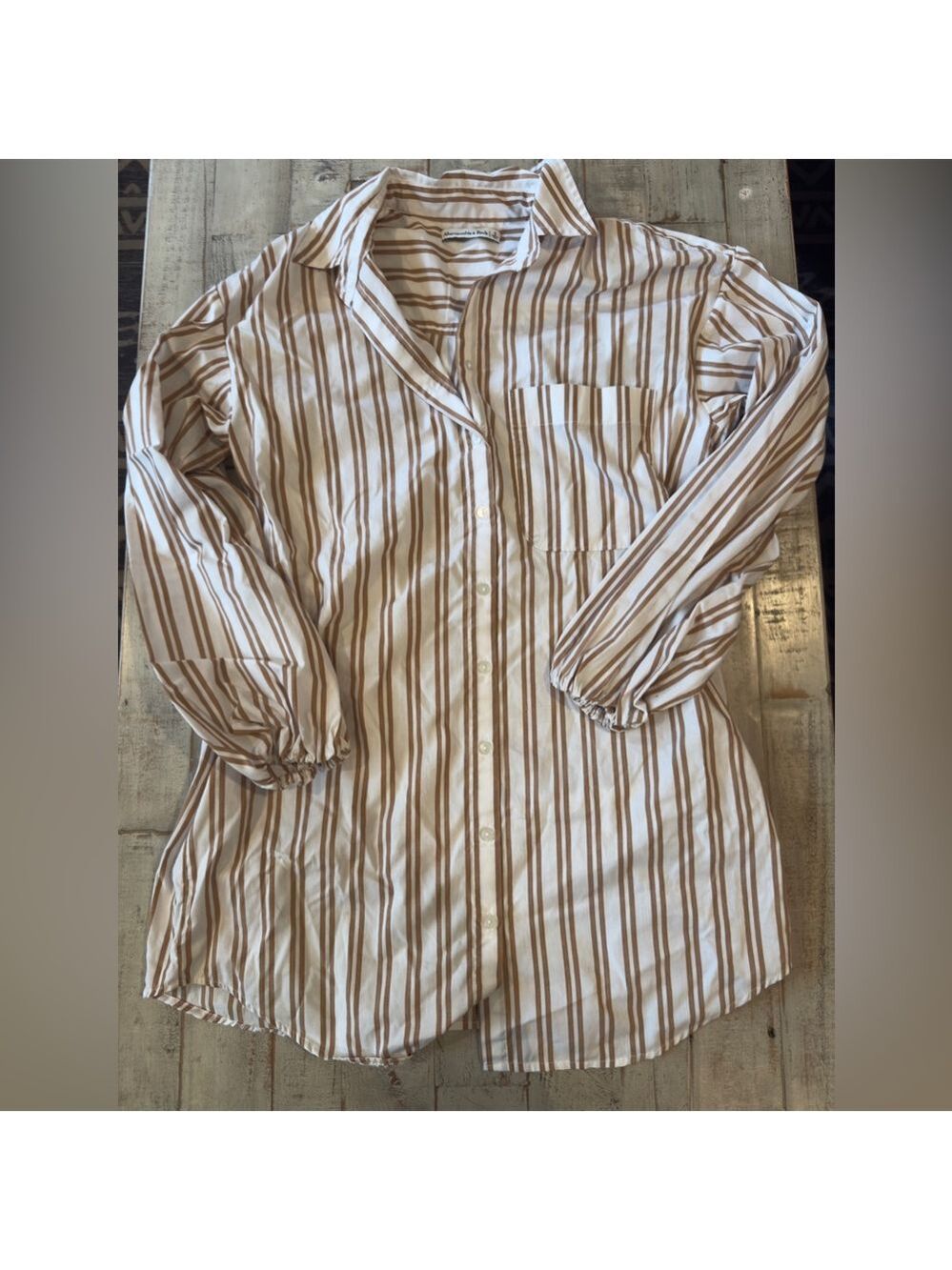 Abercrombie & Fitch Brown and White Striped Shirt dress